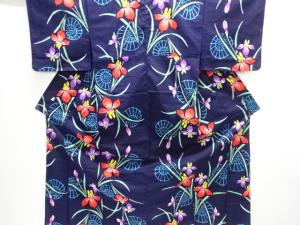 未使用品　番傘に菖蒲模様浴衣